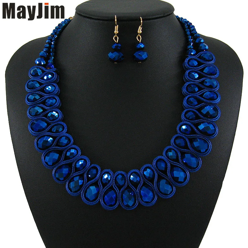 

Statement 2018 New Fashion indian bridal big Simulated pearl Jewelry Sets bead Gold Chain Necklace Earring Women Wedding Jewelry
