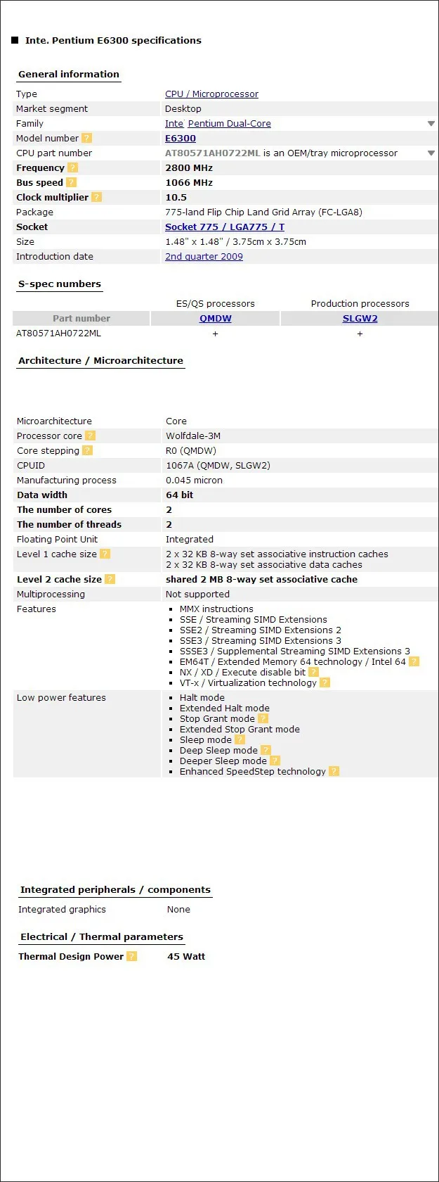 Процессор INTEL Core 2 Duo E6300 cpu(1,86 Ghz/2 M/1066 GHz) 65W Socket 775