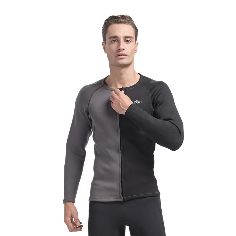 SBART 3MM Neoprene Wetsuit Men Top Long Sleeve Surf Rash Guard Jacket For Diving Surfing Swimming Clothe Keep Warm N734 | Спорт и