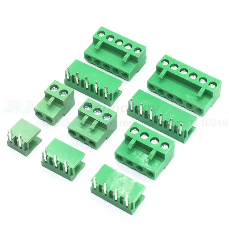 

10 sets/lot HT5.08 2 3 4 5pin Right angle Terminal plug type 300V 10A KF2EDGK 5.08mm pitch PCB connector screw terminal block