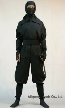 

Top Quality Black Ninja Uniform Suit Top pants mask kerchief forearm portion do not include Ninja Shoes Free Shipping