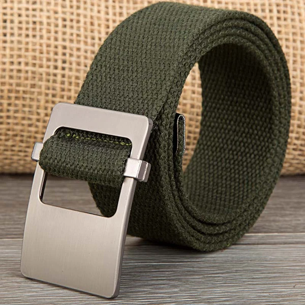 140CM Unisex Men Women Military Solid Belt Adjustable Buckle Weave Canvas Waistband Pants Strip