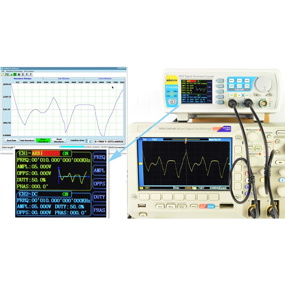 FY6800-20M 20 МГц генератор сигналов цифровой контроль двухканальный DDS функция генератор сигналов частотомер произвольный
