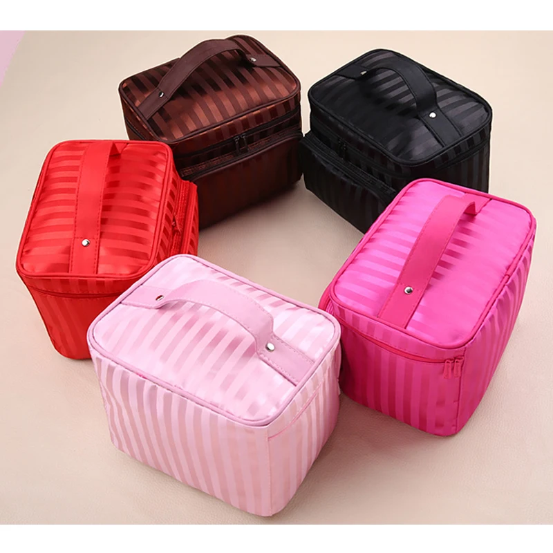 lattice Big Cosmetic Bag Women Stripe Waterproof Professional Toiletry Kit Wash Necessaire Travel Organizer Make up Box SZL61 5
