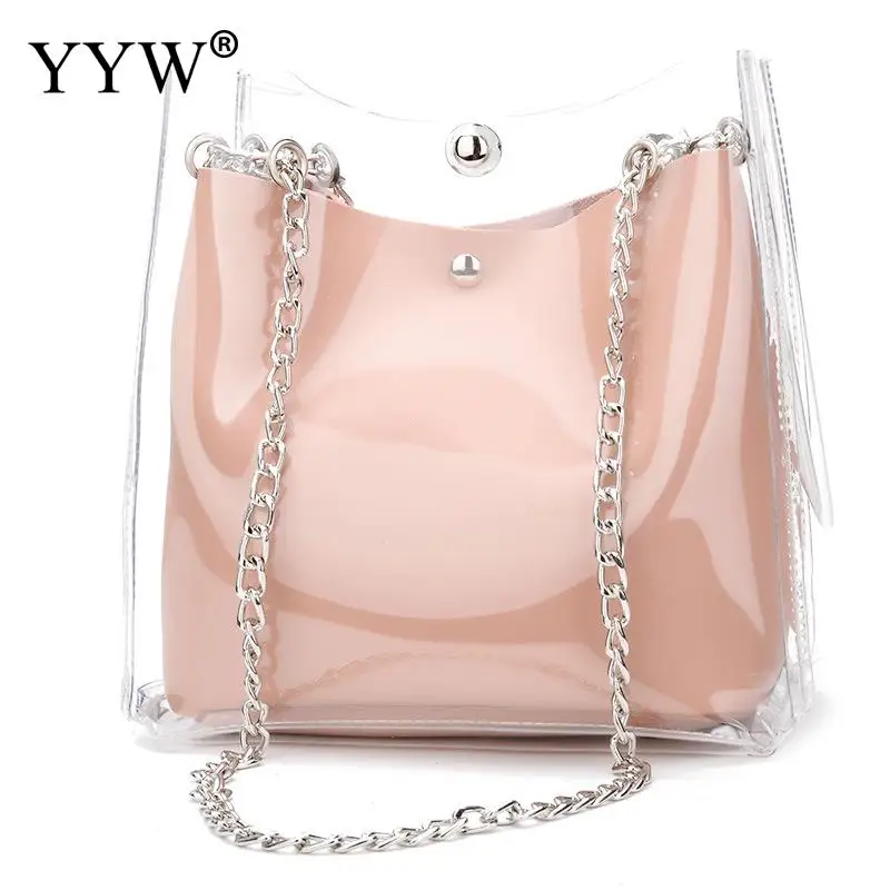 

2018 Fashion Women Pink Mini Small Shoulder Crossbody Bag Clear Transparent Bag Girls
