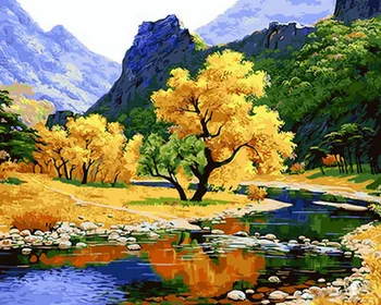 

Unframe diy picture oil paintings by numbers paint by number for home decor canvas painting 5065cm autumn tree