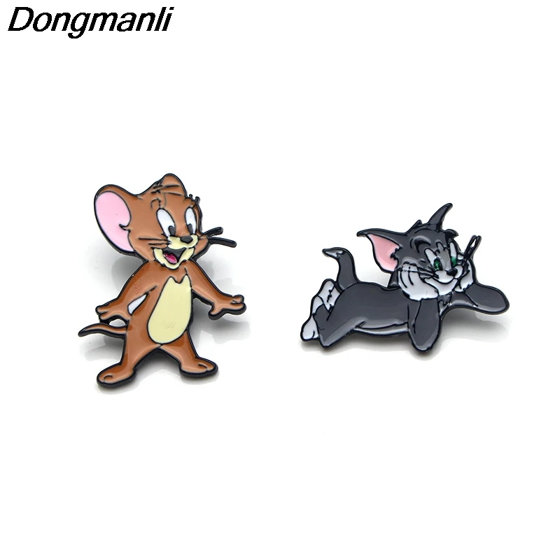 P3285 Dongmanli кошка и мышь эмалированные булавки броши мультфильм креативная