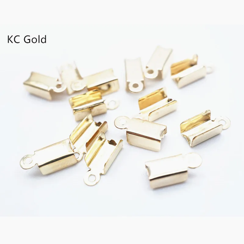400pc Raw Brass Bulk Fold Over Antique Gold Cord Ends Leather Jewelry Making Clasps Crimp Ends Crimp Foldover Cord Ends Jewelry Findings