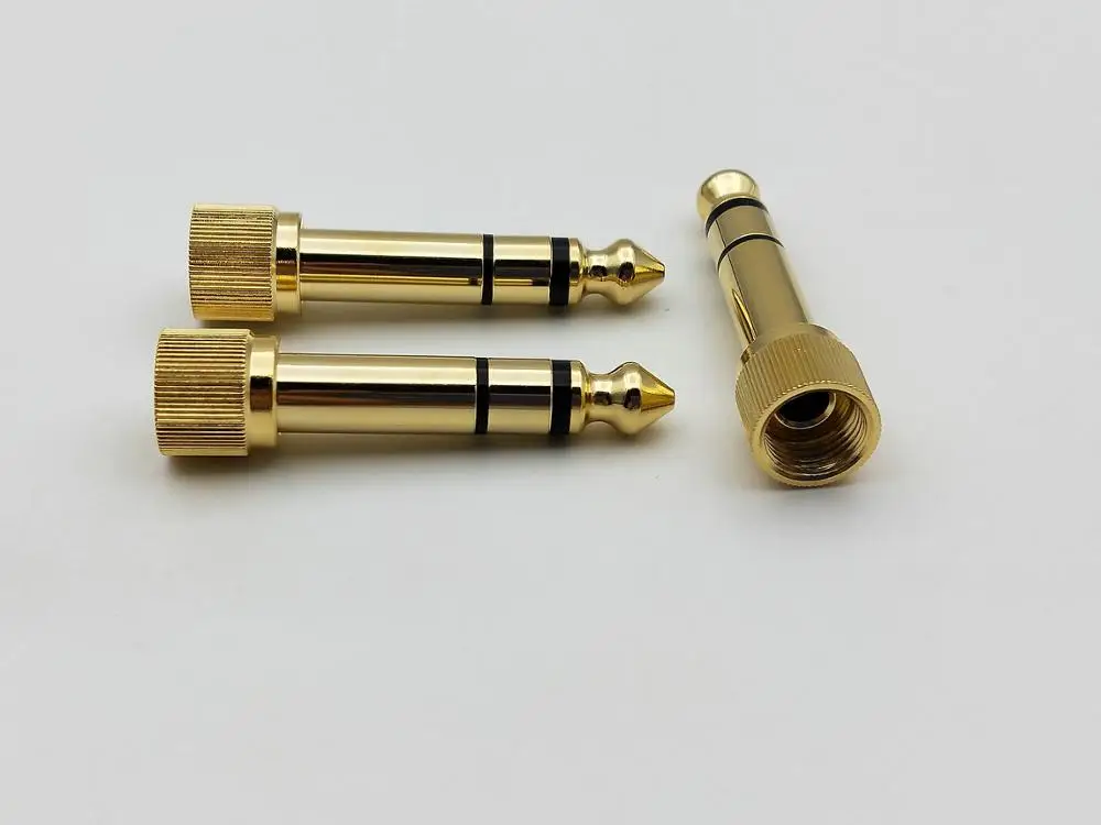 50pcs Adapter Gold 1 4 6 35mm to 3 5mm plug Stereo Audio Headphone screw