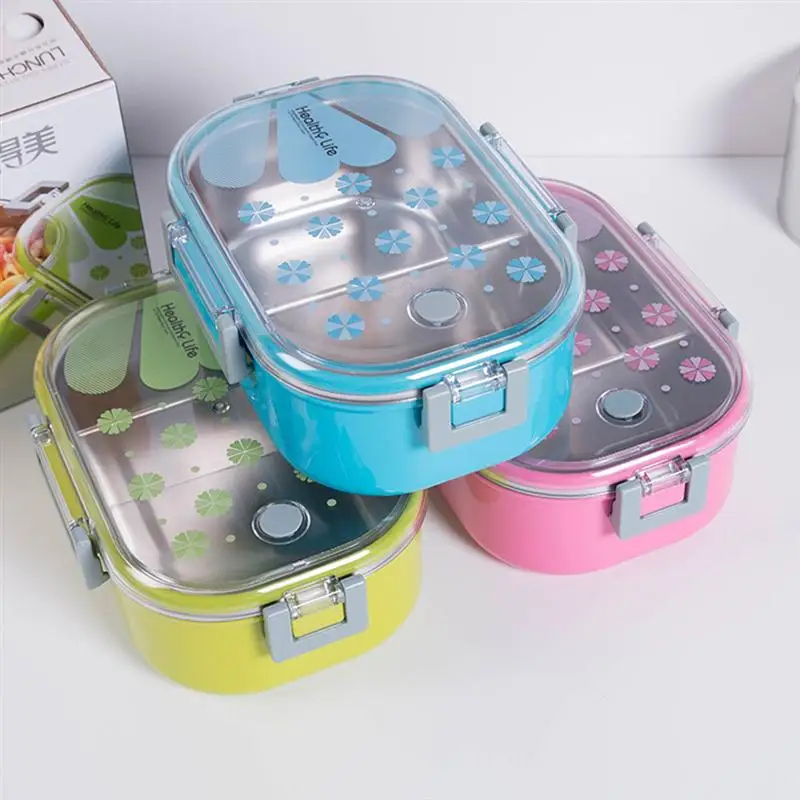 Stainless Steel Leakproof Lunch Box Rectangle Insulated Bento Box Food