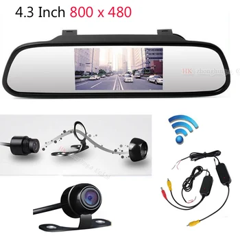 

4.3 inch Car Rearview Mirror Monitor Auto Parking Video+Night Vision Backup 2.4g Wireless Camera CCD Car Rear View Camera
