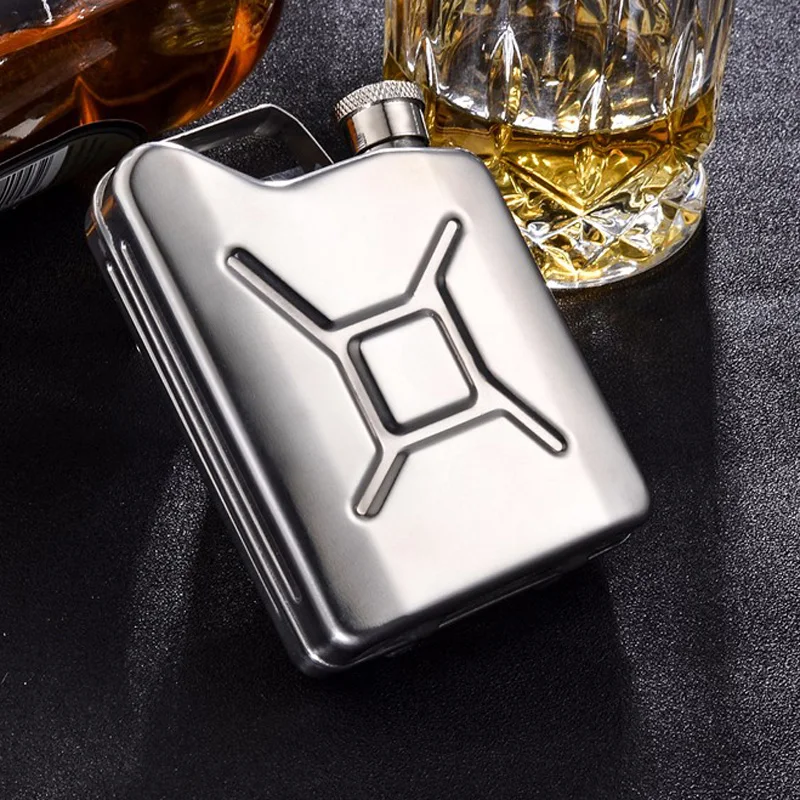 

5oz Portable 304 Stainless Steel Hip Flask Simple Box Pattern Flask for Alcohol Classic Silver Outdoor Camp Whiskey Flasks