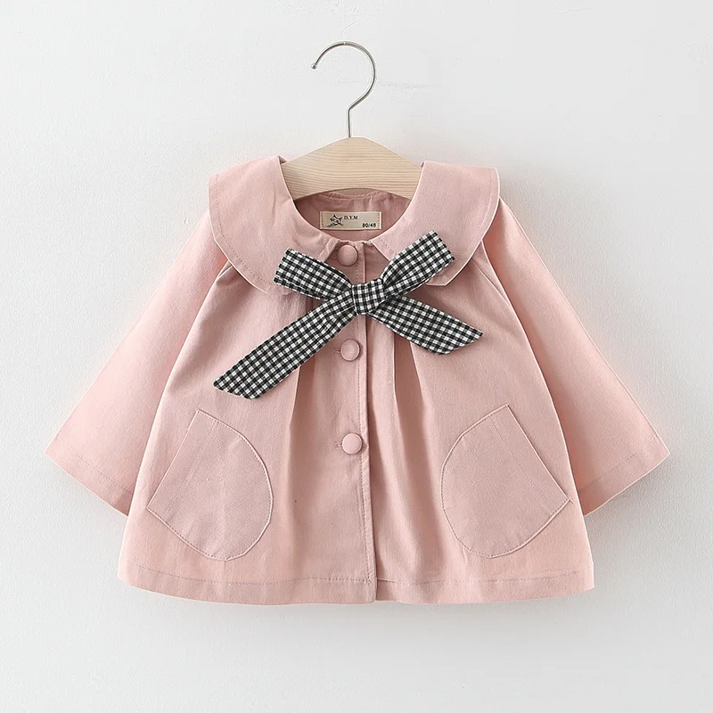 

2019 New Spring Baby Girls Coat Lovely Bow Coats Toddler Jacket Hooded Long Sleeve Children Girl Outerwear Kids Jacket Thin Coat