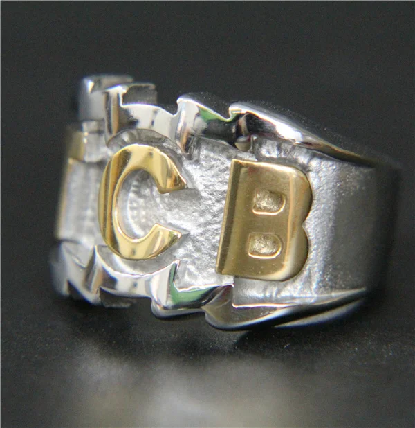 2017 Cool Big Golden TCB Ring 316L Stainless Steel Mens Fashion Motor Biker Ring 3