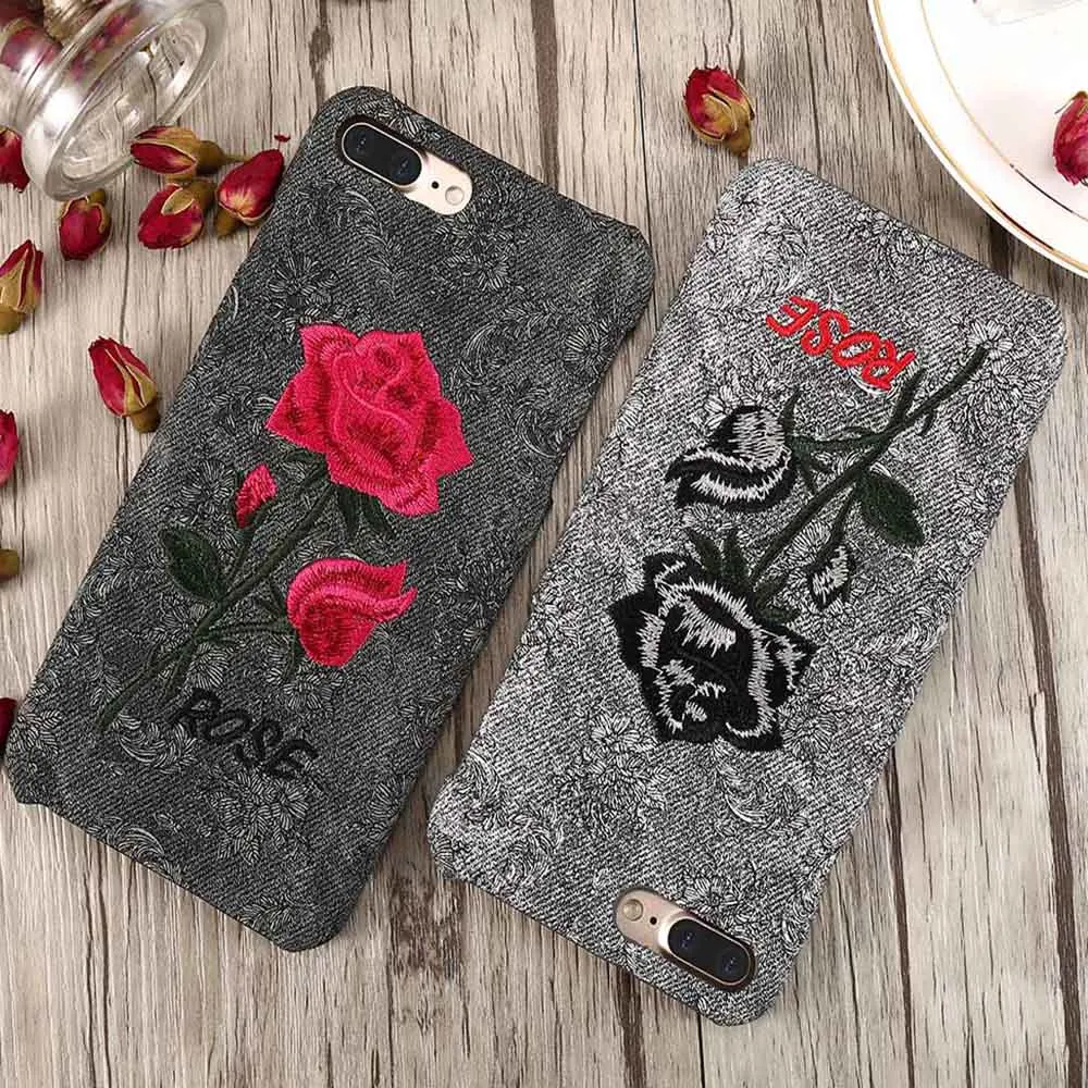 Kisscase 3D Розовый узорный чехол для iPhone 6S 6 7 8 Plus X 10 Обложка вышивки Цветочные чехлы 5S