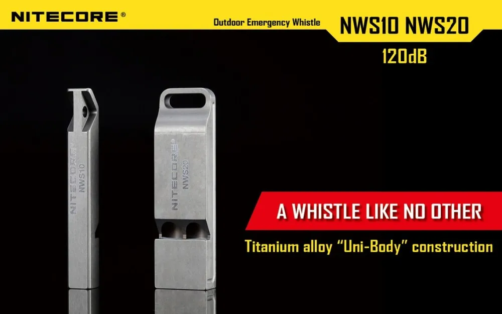 NITECORE 120 дБ Открытый аварийный спасательный свисток NWS10 титановый сплав наружные портативные аксессуары для освещения