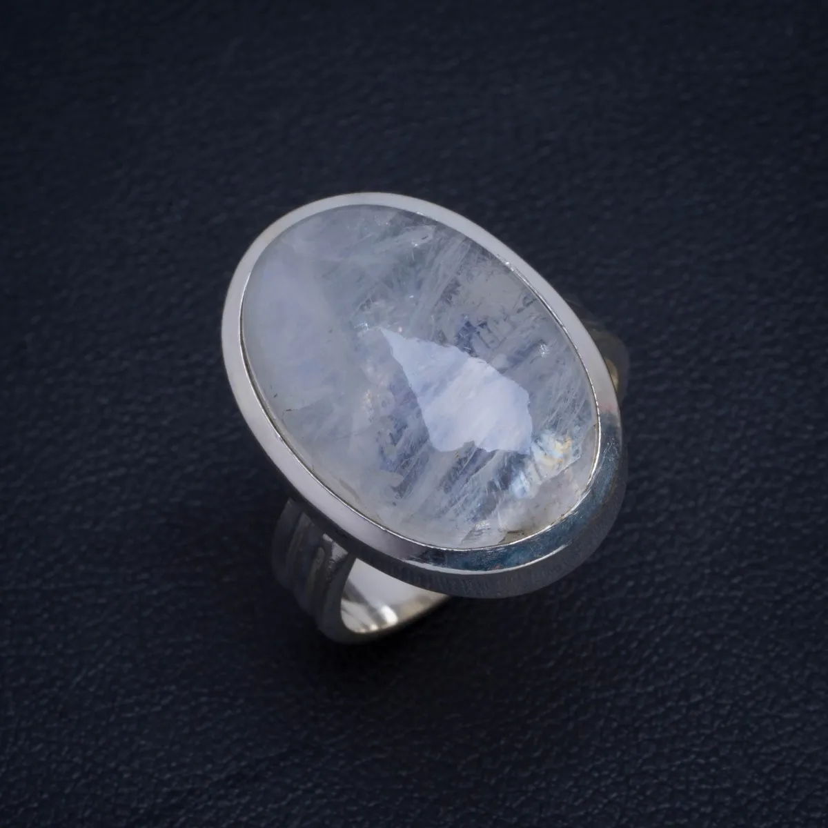 

Natural Rainbow Moonstone Handmade Unique 925 Sterling Silver Ring 6 B1259