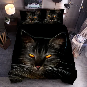 

Black Cat Printed Bedding Set Printed Duvet Cover Sets Queen King Quilt Cover Bed Linen