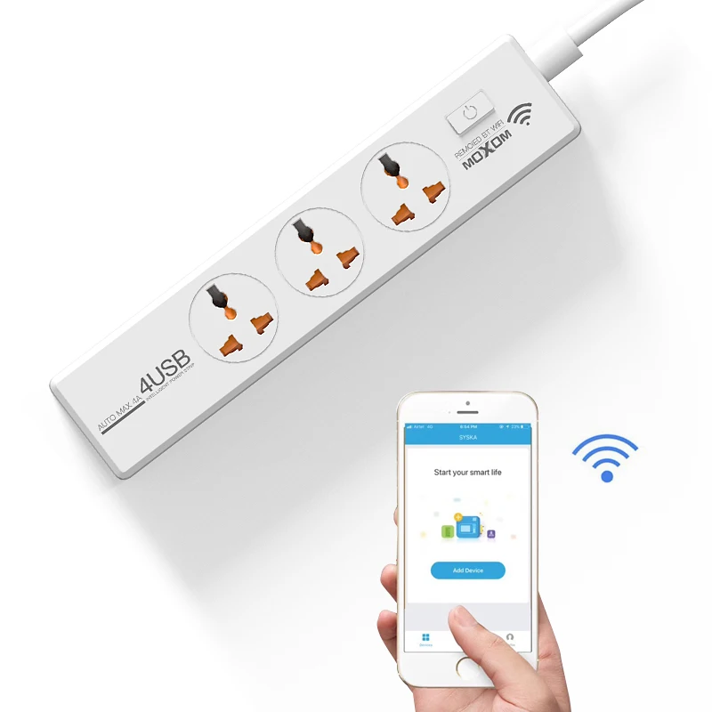 

MOXOM Smart Wifi Power Strip Surge Protector Multiple Power Sockets 3 USB Port Voice Control for Amazon Echo Alexa's Google Home