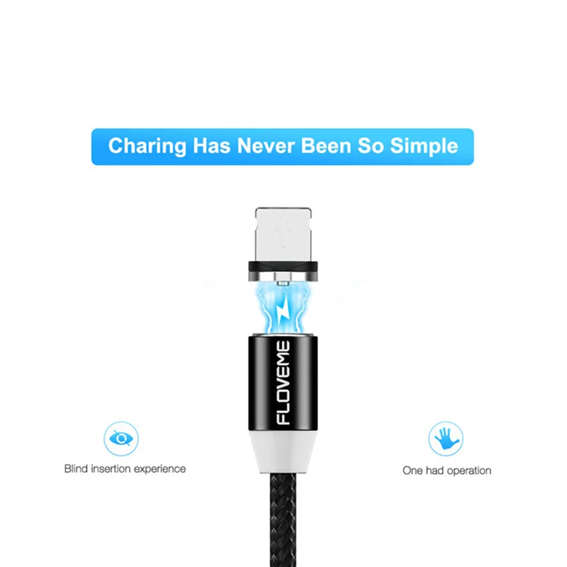 FLOVEM Магнитный кабель Micro usb type C USB-C кабель 1 м 2 м светодиодный короткий usb кабель для зарядки магнитное зарядное устройство круглый разъем для iPhone XR
