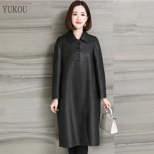 Европейский стиль женские пальто Мода овчина натуральная кожа длинные настоящая овчина ветровка женская