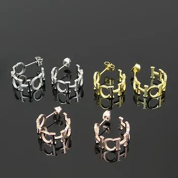 

Bilincolor high quality stainless steel fashion ch letter stud earrings for women