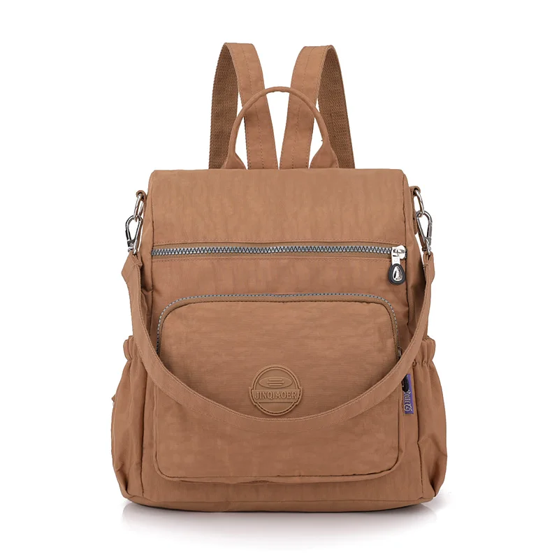 Женский Противоугонный легкий рюкзак, повседневная сумка для девушек, брендовый женский рюкзак, кошелек, износостойкий нейлоновый практичный рюкзак - Цвет: dark khaki