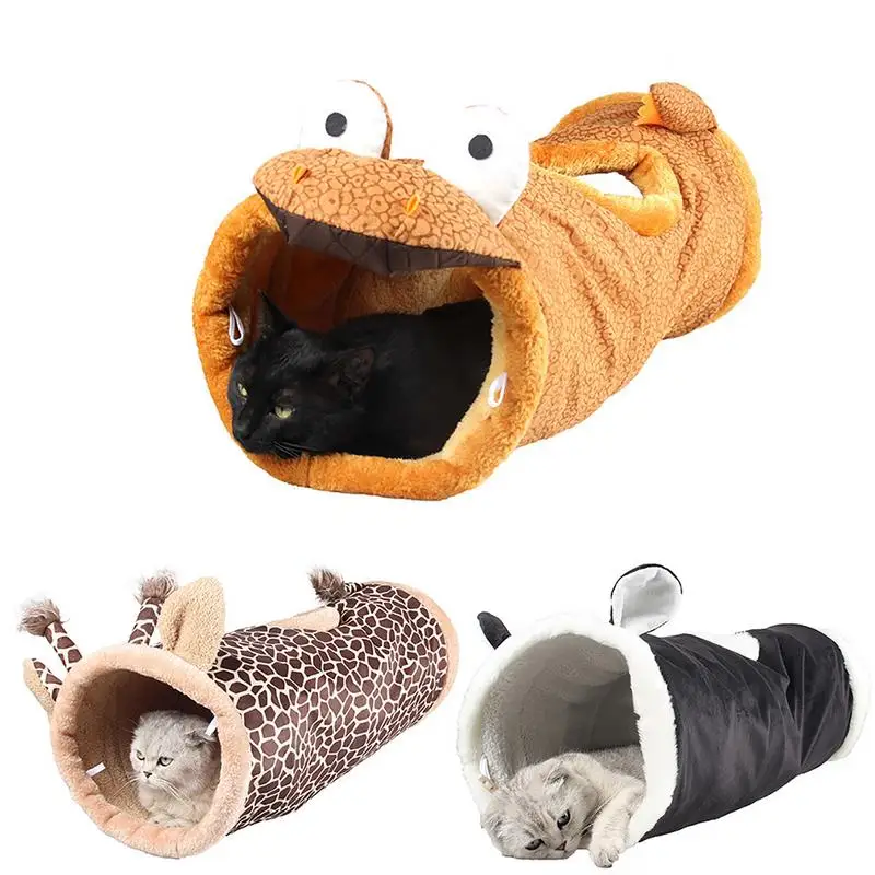 Folding Channel Dinosaur Giraffe Black Cat Tunnel Pet Cat Bed Small Dog Puppy Kennel Cat Sleeping Bag Warm Nest High Quality