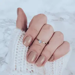 Простой маленький кристалл кольцо Цирконий Серебро/розовое золото Цвет Для женщин кольцо Обручальное/Обручение кольца для Для женщин