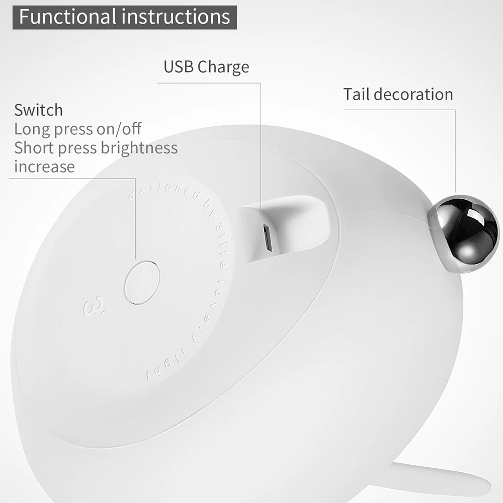 Творческий 3D кролик Форма светящиеся Настольная лампа с зарядка через usb, и животных мини-малыш игрушка ночник
