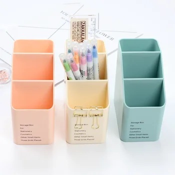 

Coloffice Student Simple Multifunction Plastic Pen Holder Korea Cute Creative Small Fresh Desktop Trapezoidal Storage Box 1PC