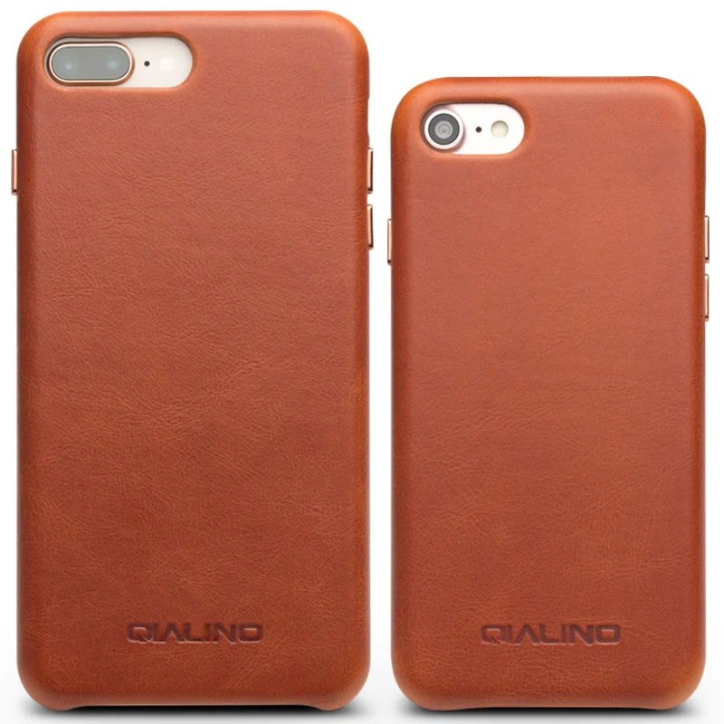 

QIALINO Fashion Genuine Leather Phone Case for iPhone 7 Ultra Thin Handmade Black Back Cover for iPhone7 plus for 4.7/5.5 inches