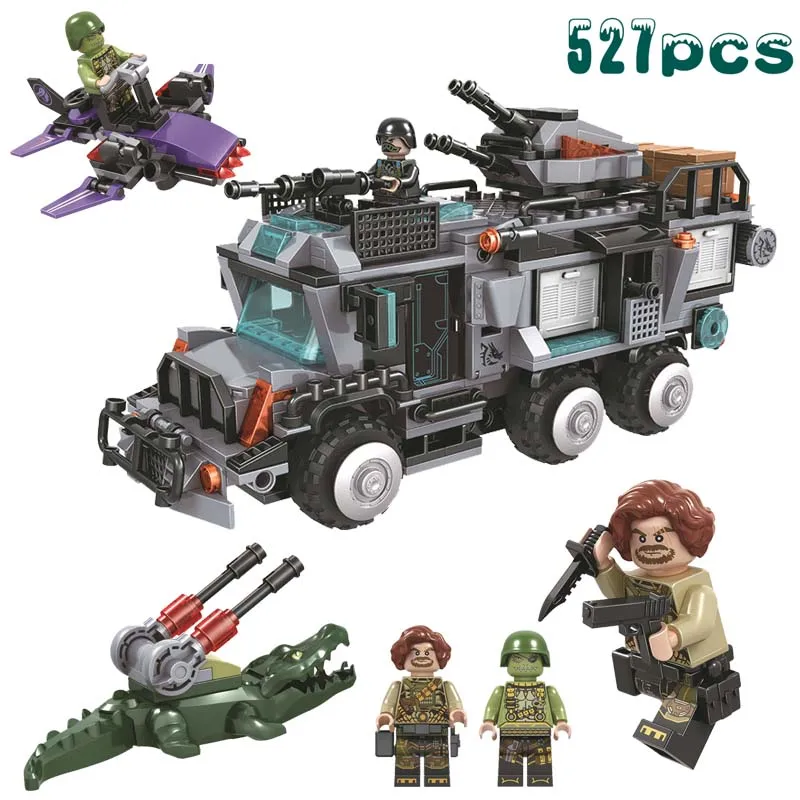 

Military series Biochemical War Military super jeep Wars Mutant Crocodile Robot Mech Building Blocks Toys For Kids Gifts
