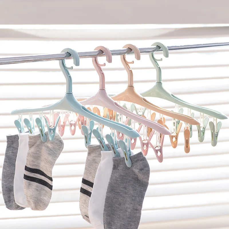 

4Pcs/set Plastic Portable Bathrooms Cloth Hanger Rack with Detachable Clips Clothes Hangers Socks Underwear drying Clips