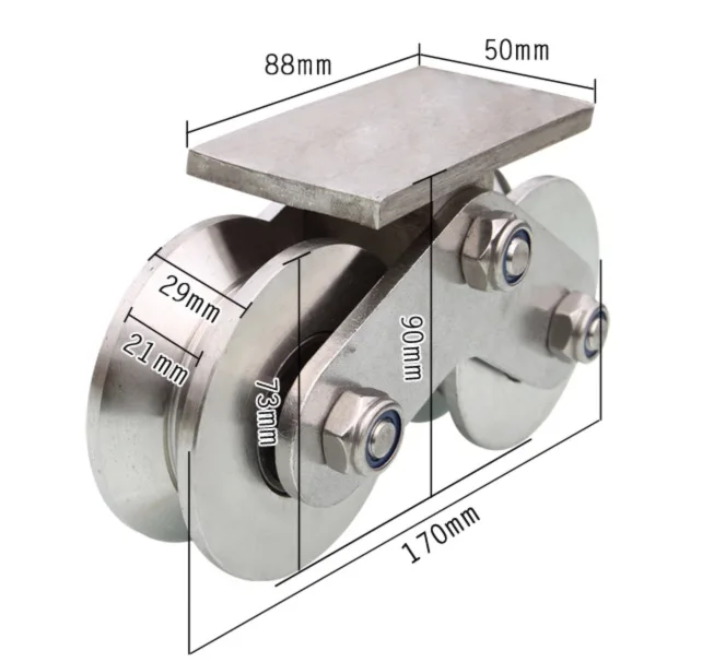

1pcs 304# Stainless Steel V Groove Double Pulleys Track wheel angle wheel sliding door