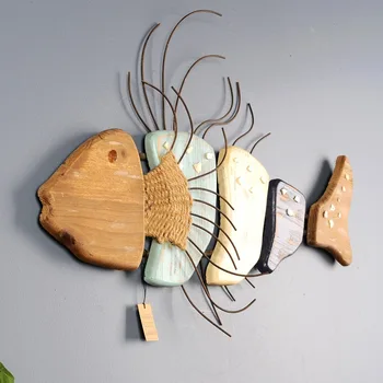

Marine Animals Deep Sea Fish Wall Ornaments Wooden Mural Cartoon Decorative Creative Model Wall Hanging Decoration X'max Gift