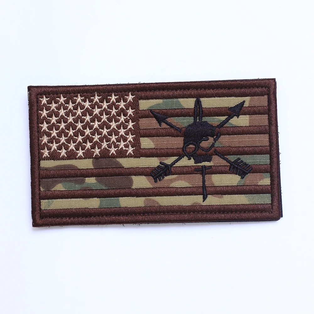 

T.S.N.Kgear Military Enthusiasts Embroidery Patch Army Tactical Boost Morale Badge"MC Multicam USA FLAG LARGE SIZE" Armlet