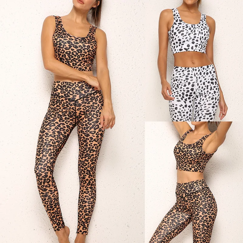 

Tracksuit for Women Leopard Sport Suit Female Training Sports Bra with Fitness Leggings Push Up Gym Workout Set Sportswear Women