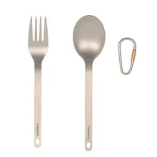# TOMSHOO Outdoor Titanium Cutlery Portable Flatware Dinner Frok Spoon Tableware Set with Storage Sack for Home Outdoor Camping