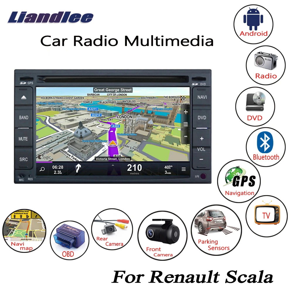 Liandlee For Renault Scala 2005~2014 Android Car Radio CD DVD Player GPS Navi Navigation Maps Camera OBD TV Screen Multimedia1