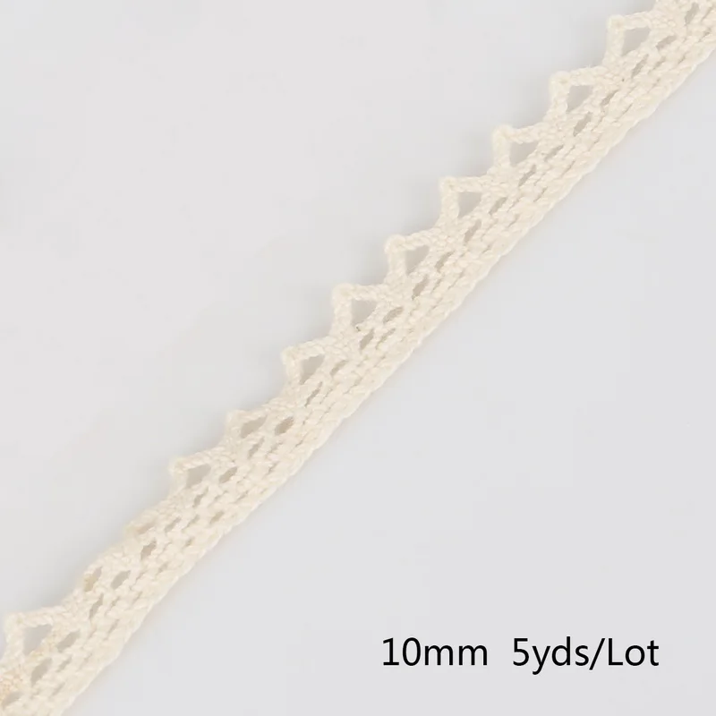 10mm 5 Ярд/лот цвета слоновой кости хлопчатобумажная вязаная кружевная лента для украшения свадебной вечеринки подарочная упаковка лоскутное ремесло хлопчатобумажная кружевная лента - Цвет: 10mm