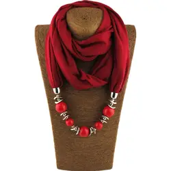 Кулон с шарфом новый бренд для женщин шарф мода Этническая 2019 цепочки и ожерелья шейный платок великолепные бусины Jewelry Кольцо шарфы для ж