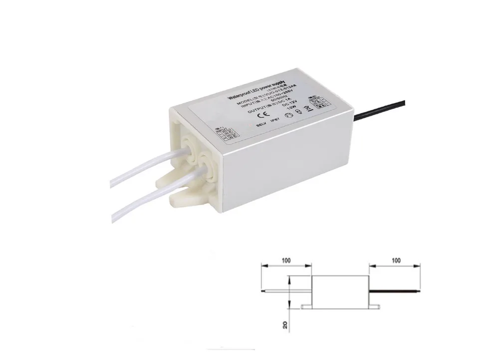 12 Вт Светодиодный драйвер DC12V CE rohs, подача электропитания Водонепроницаемый IP67