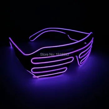 

2020 Newstyle DC-3V Color Purple EL Wire Neon LED Light Up Shutter Glasses Rave Costume Festival Party Lighting Supplies