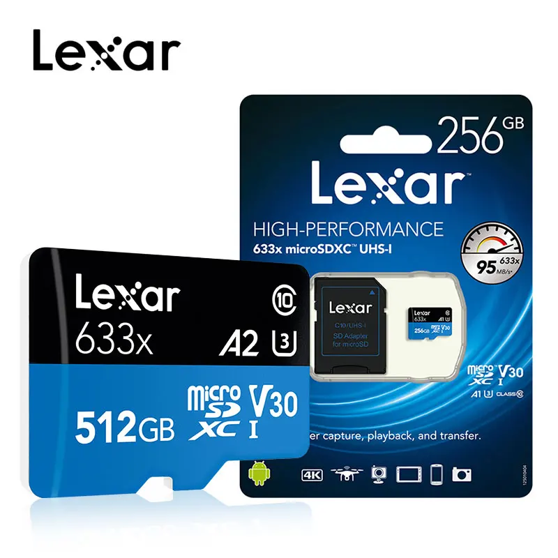 

Lexar micro sd card 633x UHS-I Memory card 512GB popular micro sd card for smartphone/camera High speed/quality