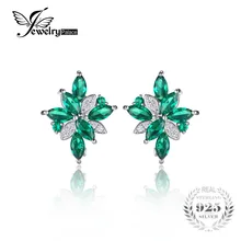 Jewelrypalace flor forma 2.5ct verde nano ruso creado jewelrly emerads clip en los pendientes de plata de ley 925 pendientes de las mujeres