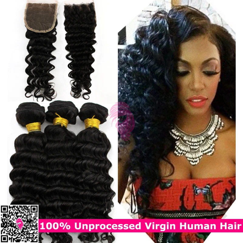 Unprocessed Raw Virgin Indian Deep Wave Curly Hair Bundles With