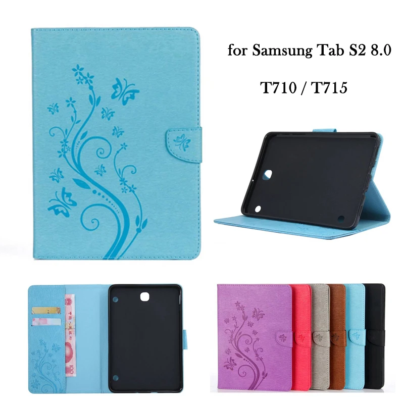 Для Samsung Tab S2 8.0 дюймов T710 T715 из искусственной кожи Планшеты чехол цветок бумажник