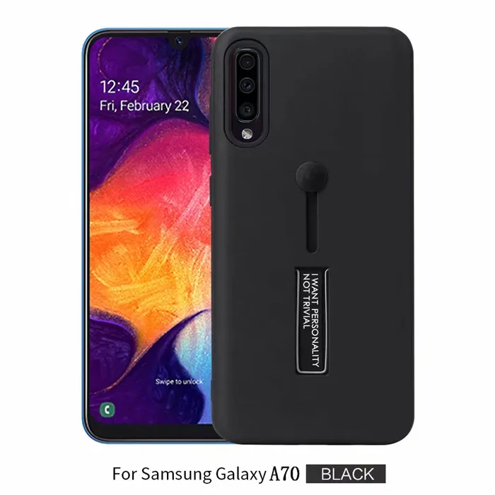 Для samsung Galaxy A50 A60 A70 A80 A90 чехол армированный чехол с подставкой для A10 A20 A20E A30 A40 с подставкой-держателем в виде кольца на заднюю панель - Цвет: Black