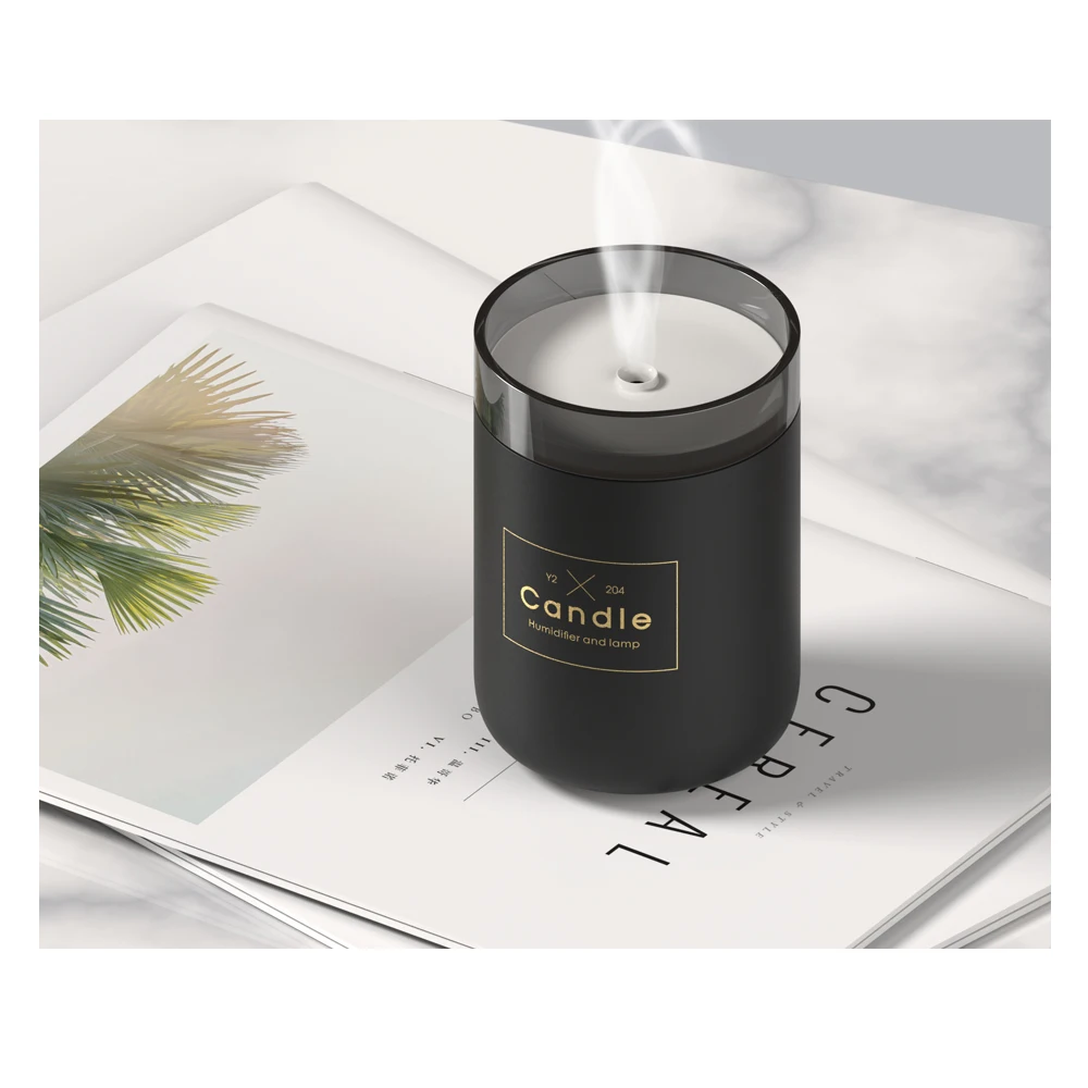  280ML Air Humidifier LED Candle Ultrasonic Cool Mist Essential Oil Diffuser USB Aroma Lamp Car Puri